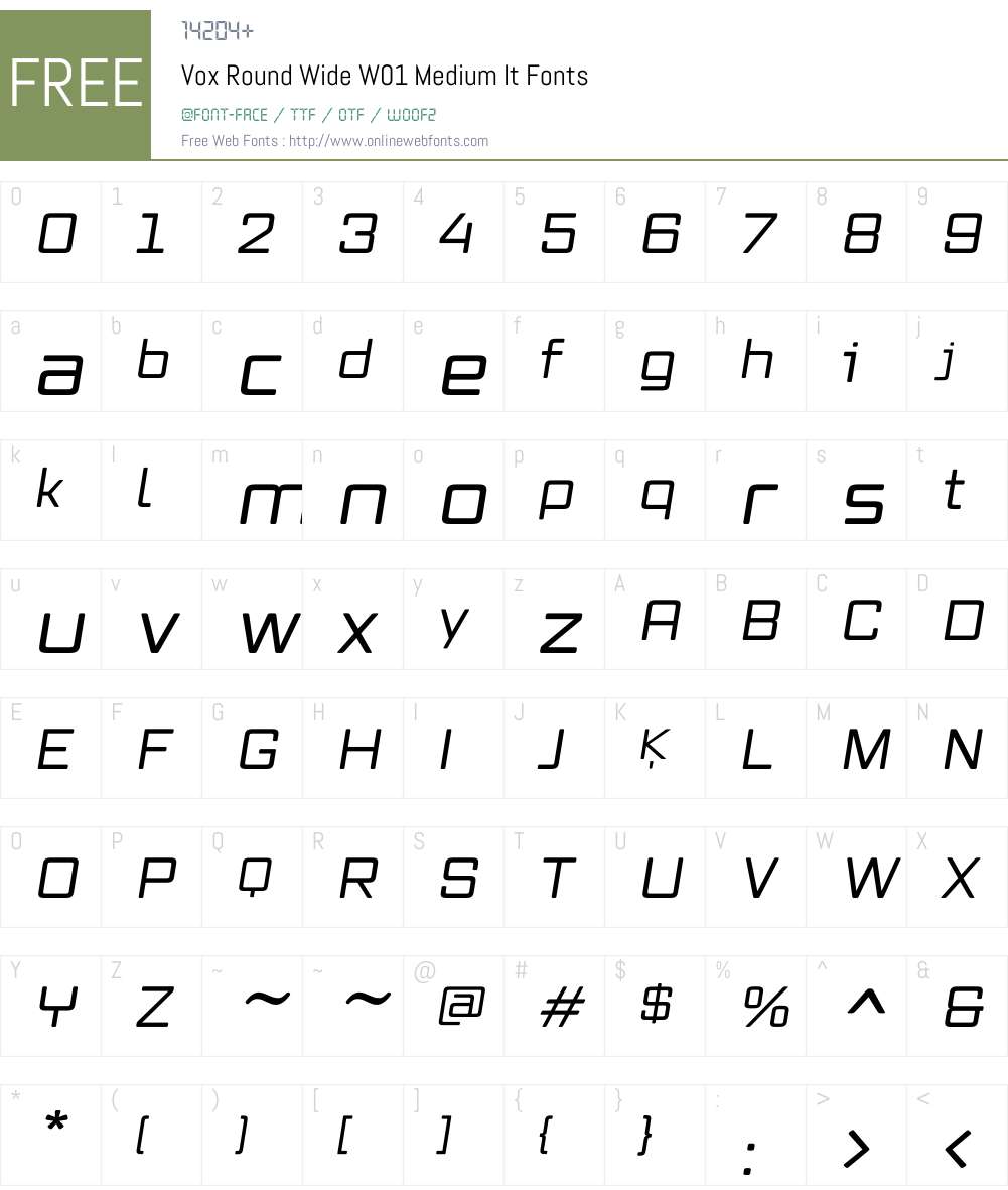 VoxRoundWideW01-MediumIt Font Screenshots