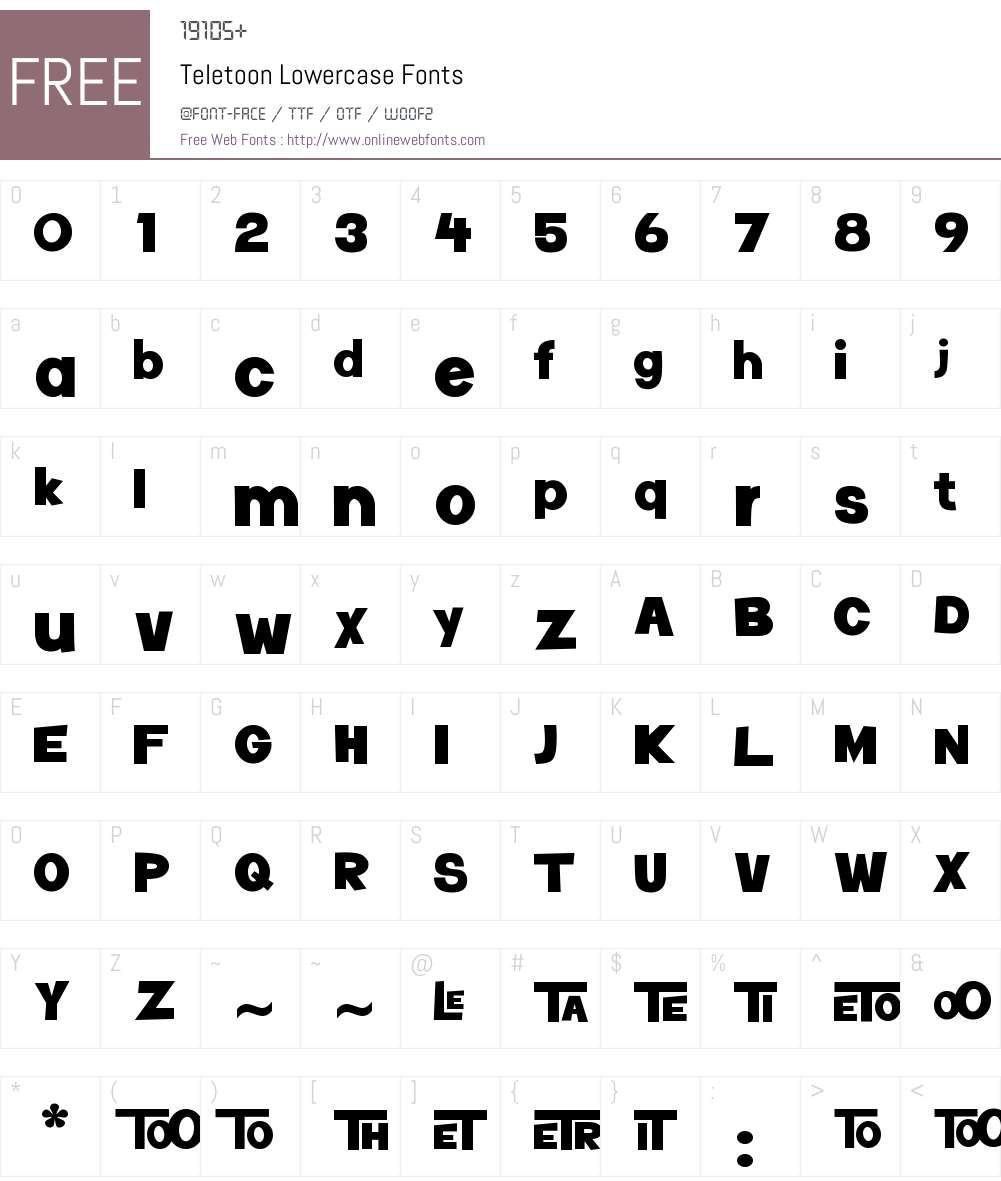Teletoon Lowercase Font Screenshots