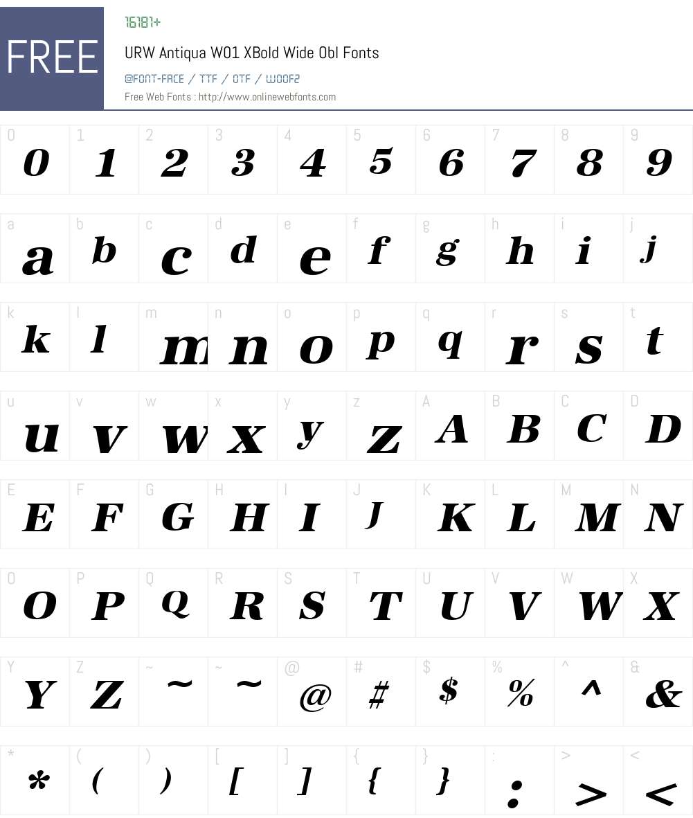 URWAntiquaW01-XBoldWideObl Font Screenshots