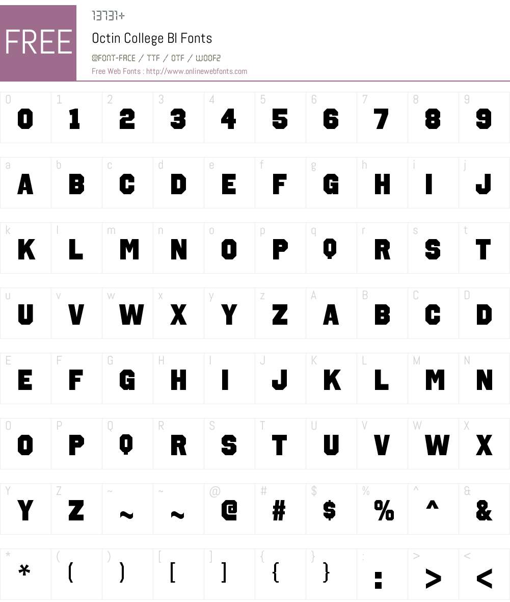 Octin College Font Screenshots