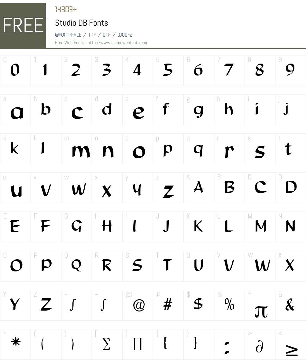 Studio DB Font Screenshots