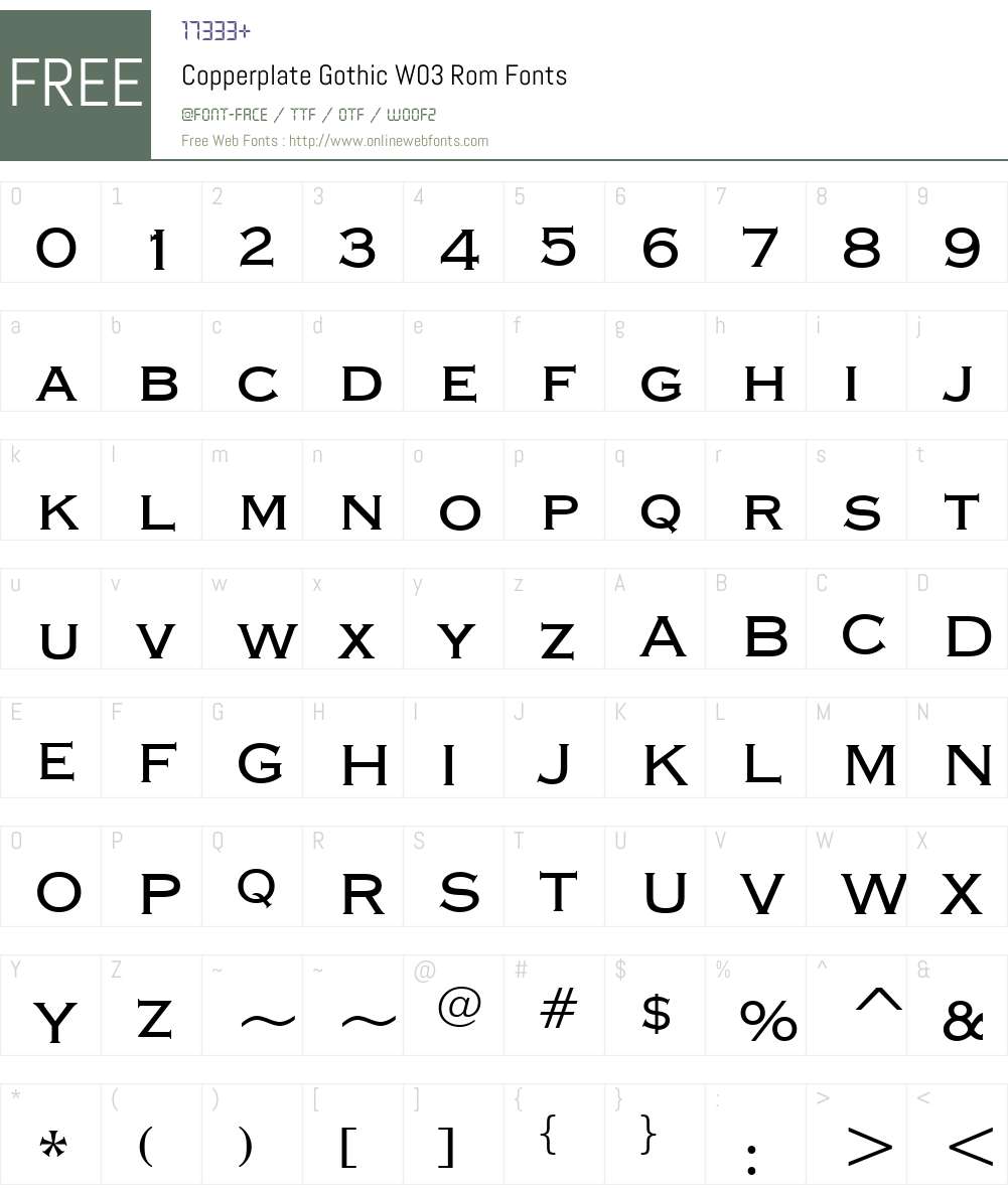 Copperplate Gothic Font Screenshots