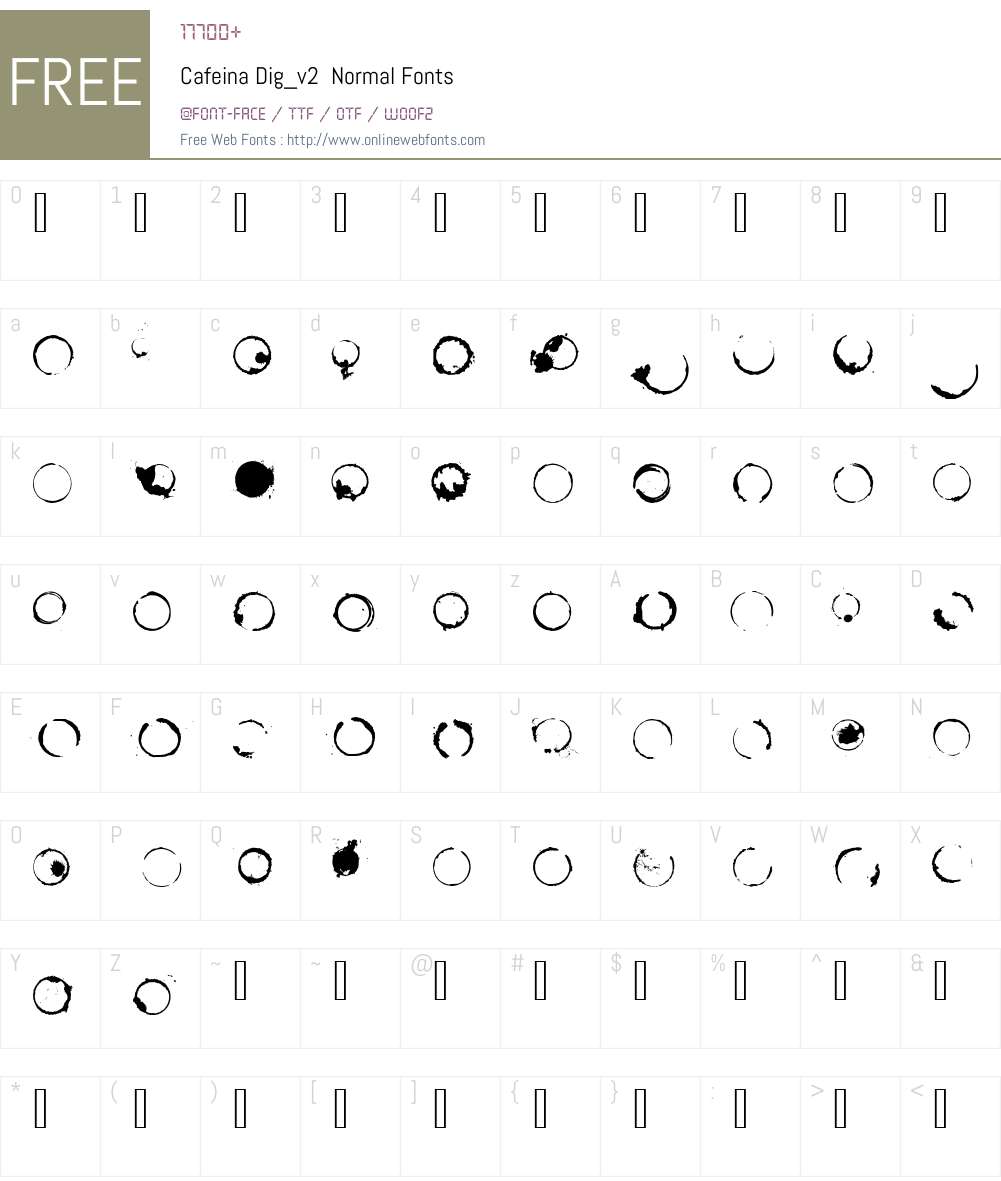 Cafeina Dig_v2 Font Screenshots