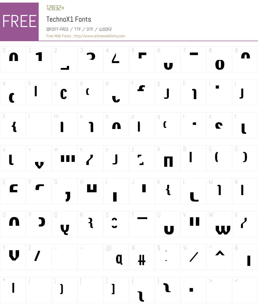 TechnoX1 Font Screenshots