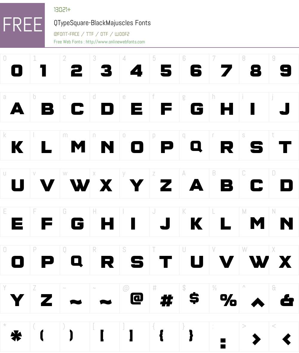 QTypeSquare-BlackMajuscles Font Screenshots