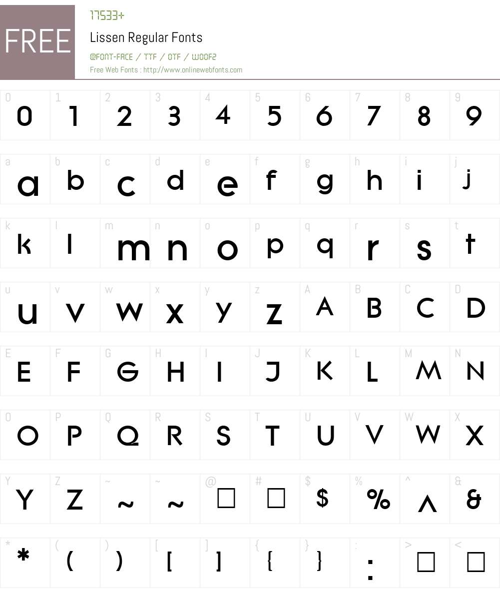 Lissen Font Screenshots