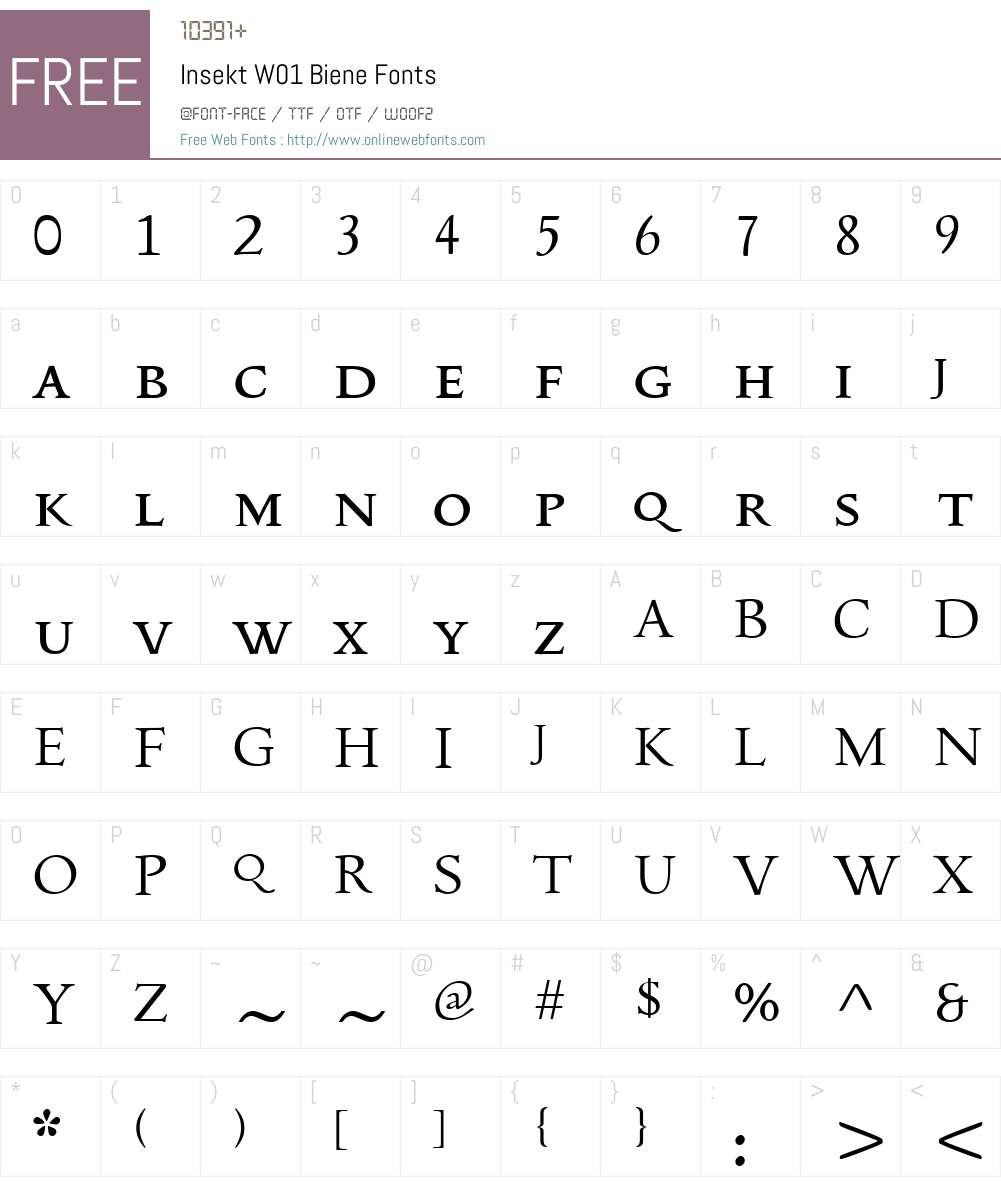 InsektW01-Biene Font Screenshots