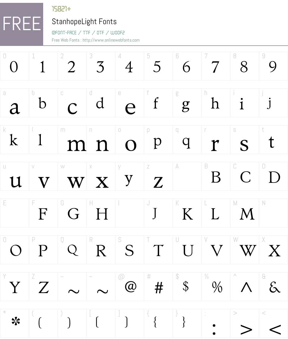 StanhopeLight Font Screenshots