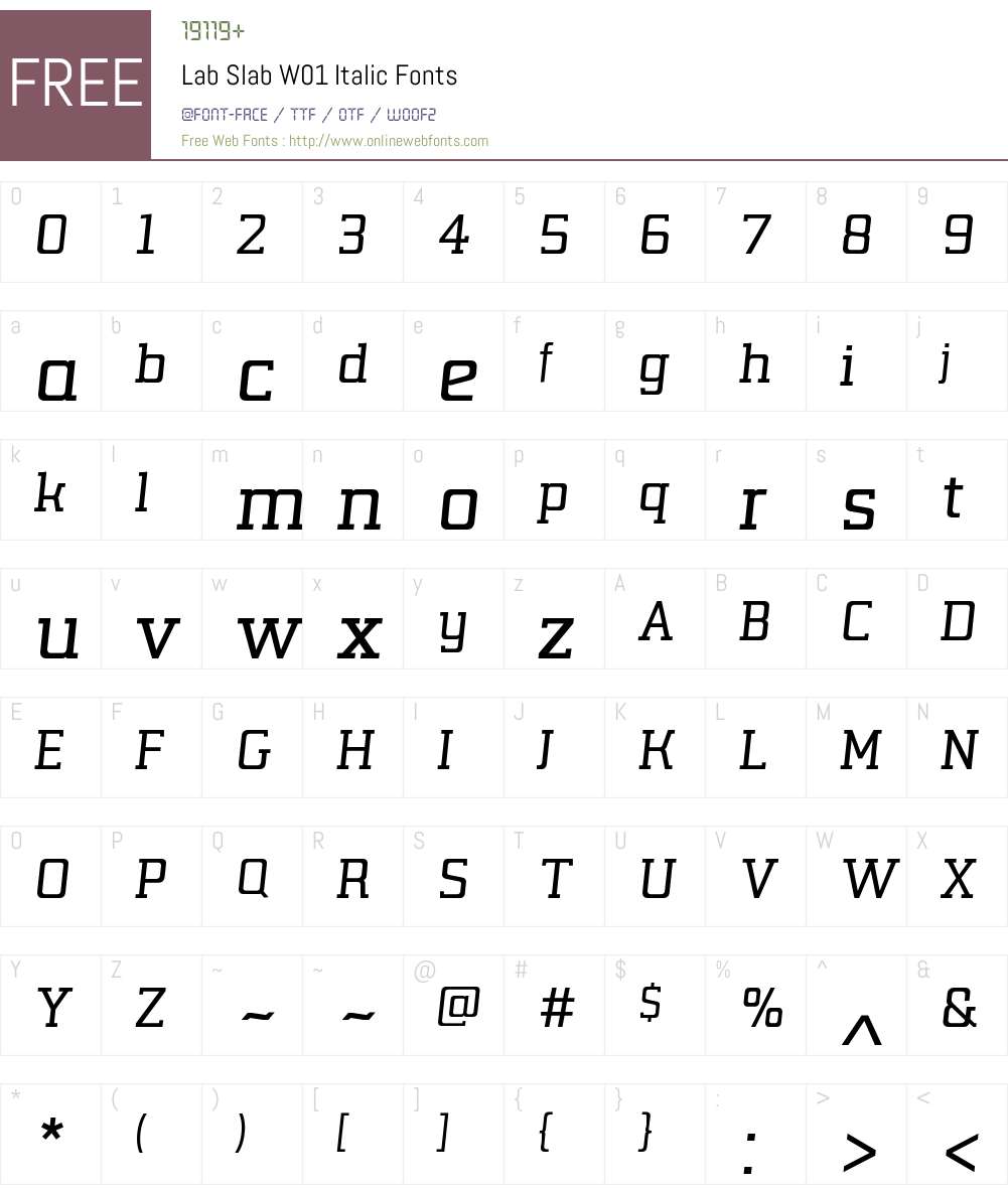 LabSlabW01-Italic Font Screenshots