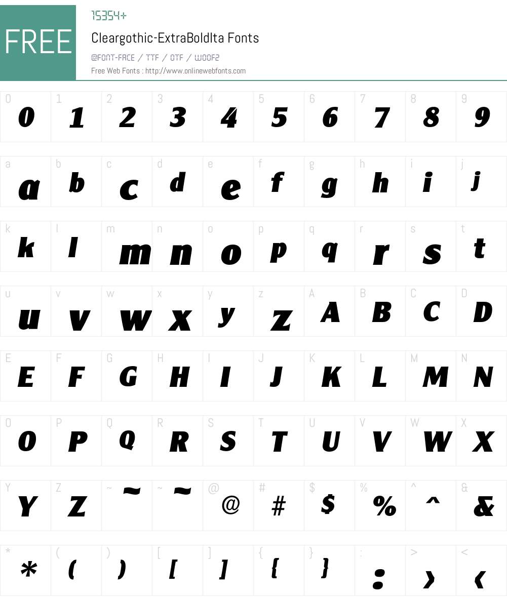 Cleargothic-ExtraBoldIta Font Screenshots