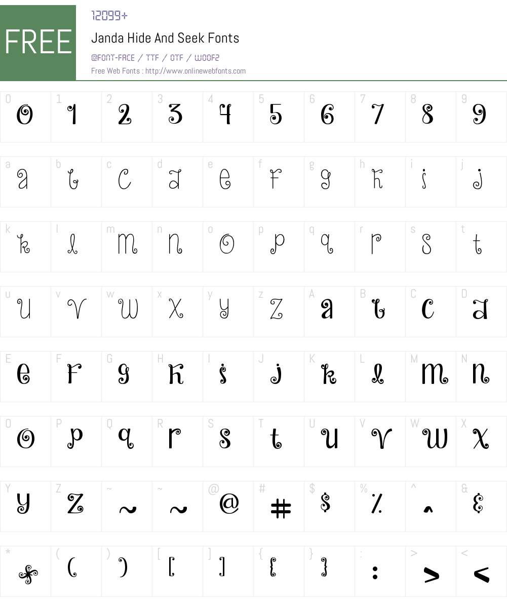 Janda Hide And Seek Font Screenshots