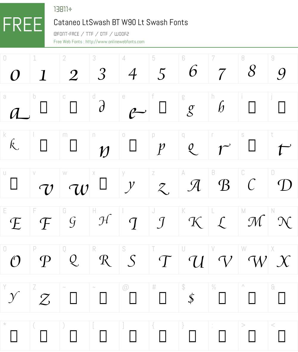 CataneoLtSwashBTW90-LtSwash Font Screenshots