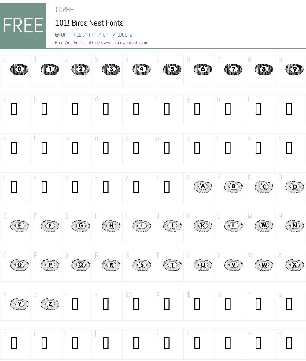 101! Birds Nest Font Screenshots