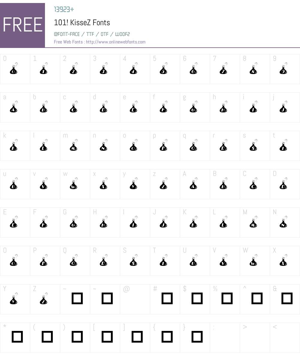 101! KisseZ Font Screenshots