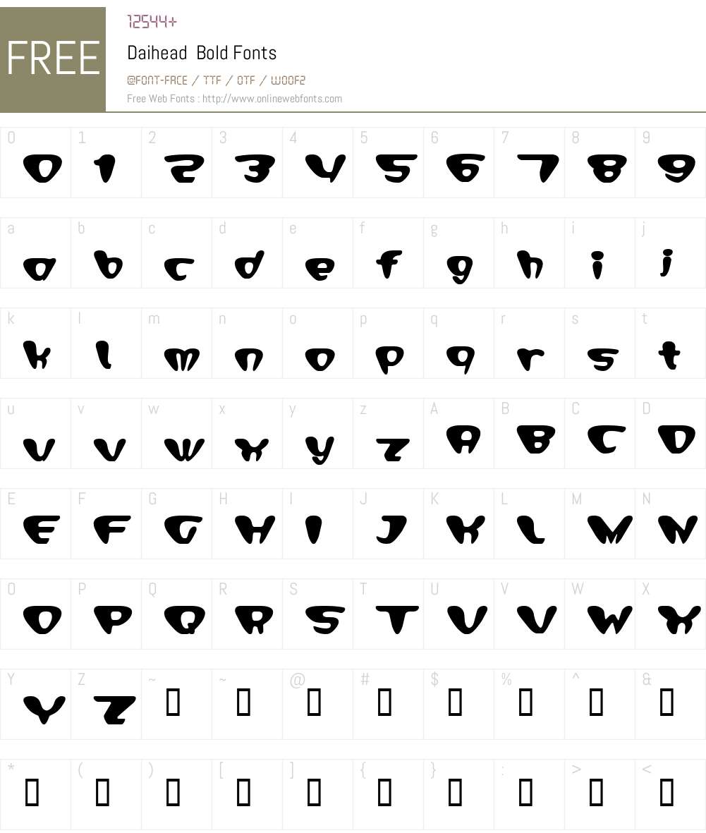 Daihead Font Screenshots