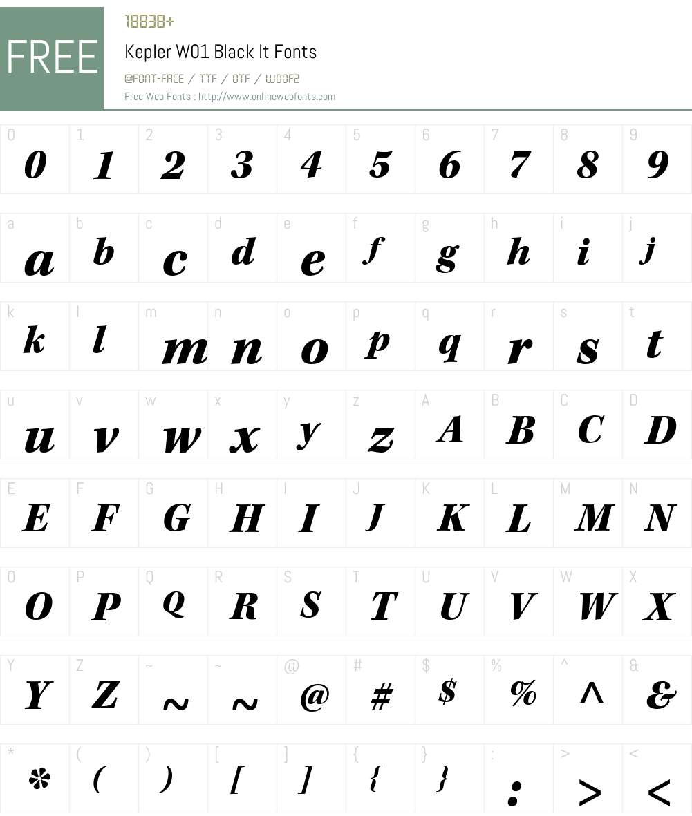 KeplerW01-BlackIt Font Screenshots