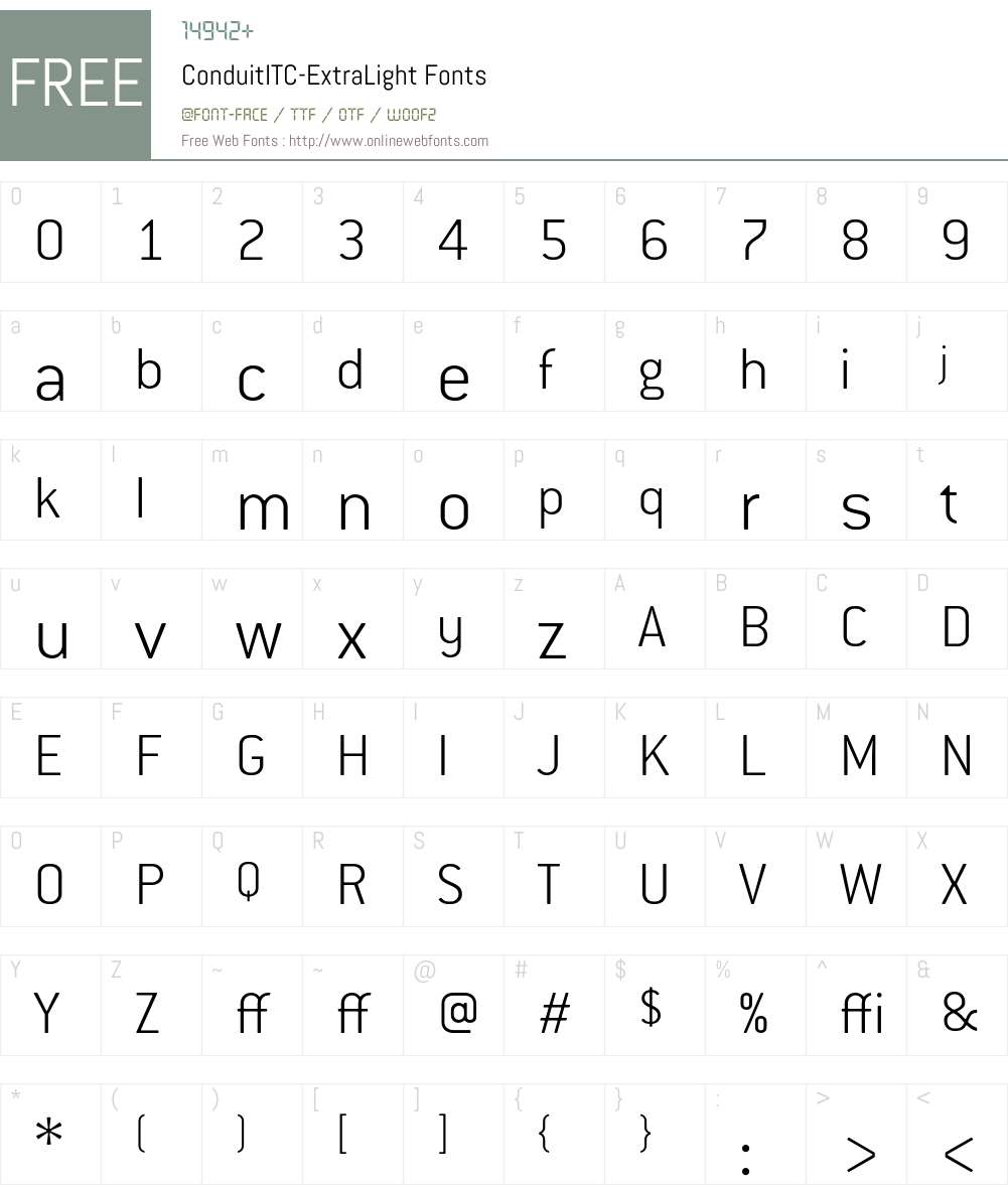 ConduitITC Font Screenshots