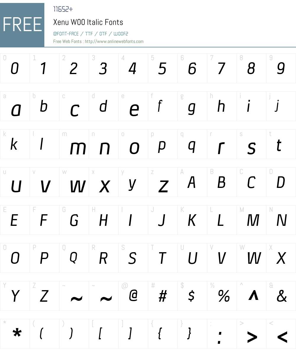 XenuW00-Italic Font Screenshots
