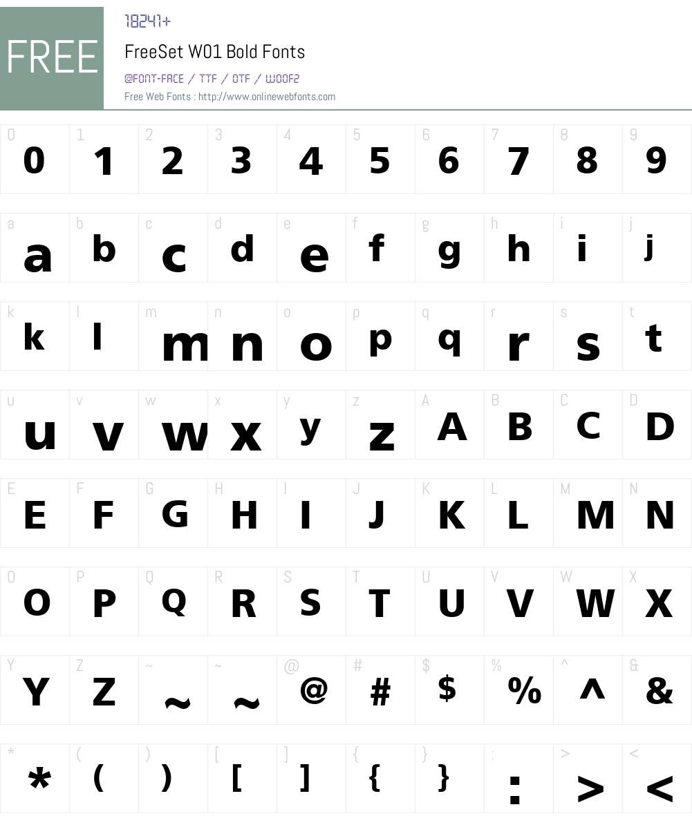 FreeSetW01-Bold Font Screenshots