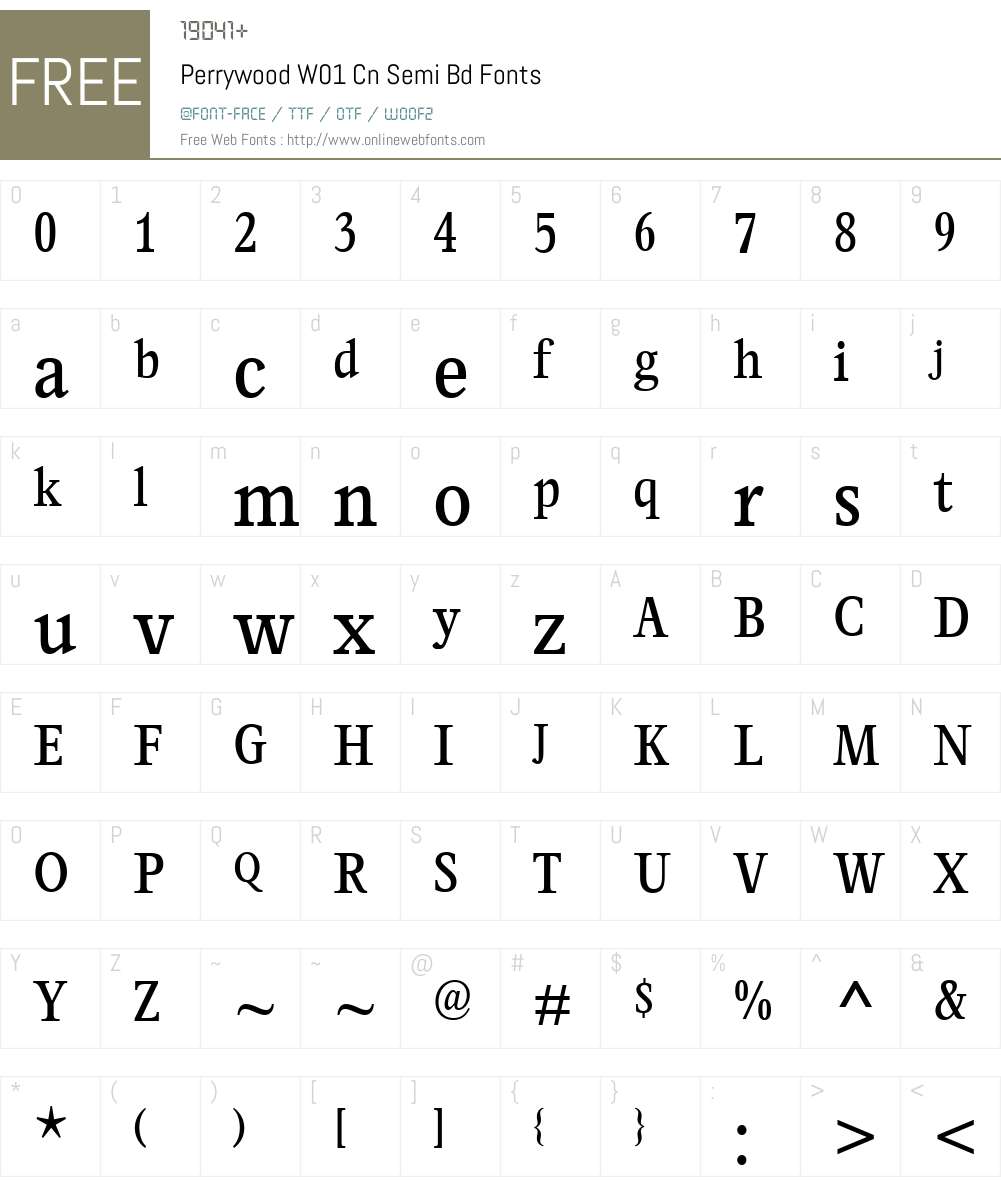 PerrywoodW01-CnSemiBd Font Screenshots