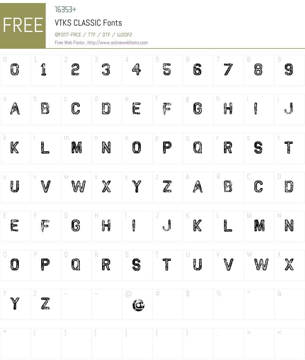 VTKS CLASSIC Font Screenshots