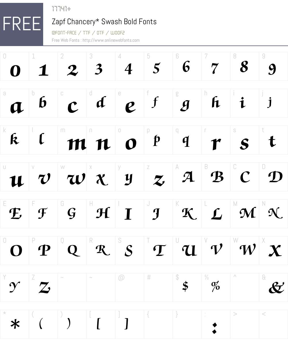 Zapf Chancery Swash BQ Font Screenshots
