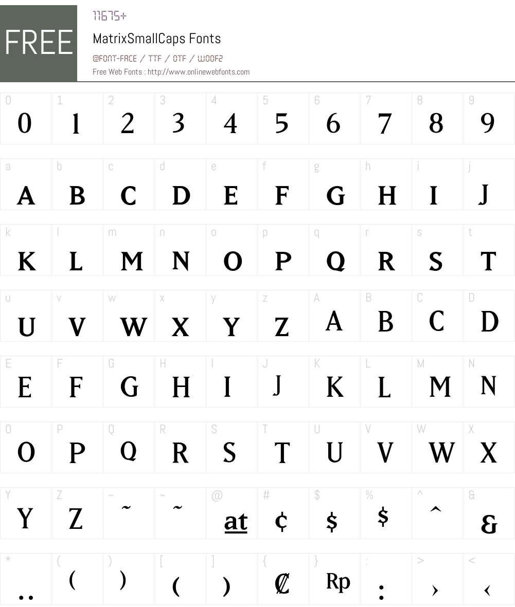 MatrixSmallCaps Font Screenshots