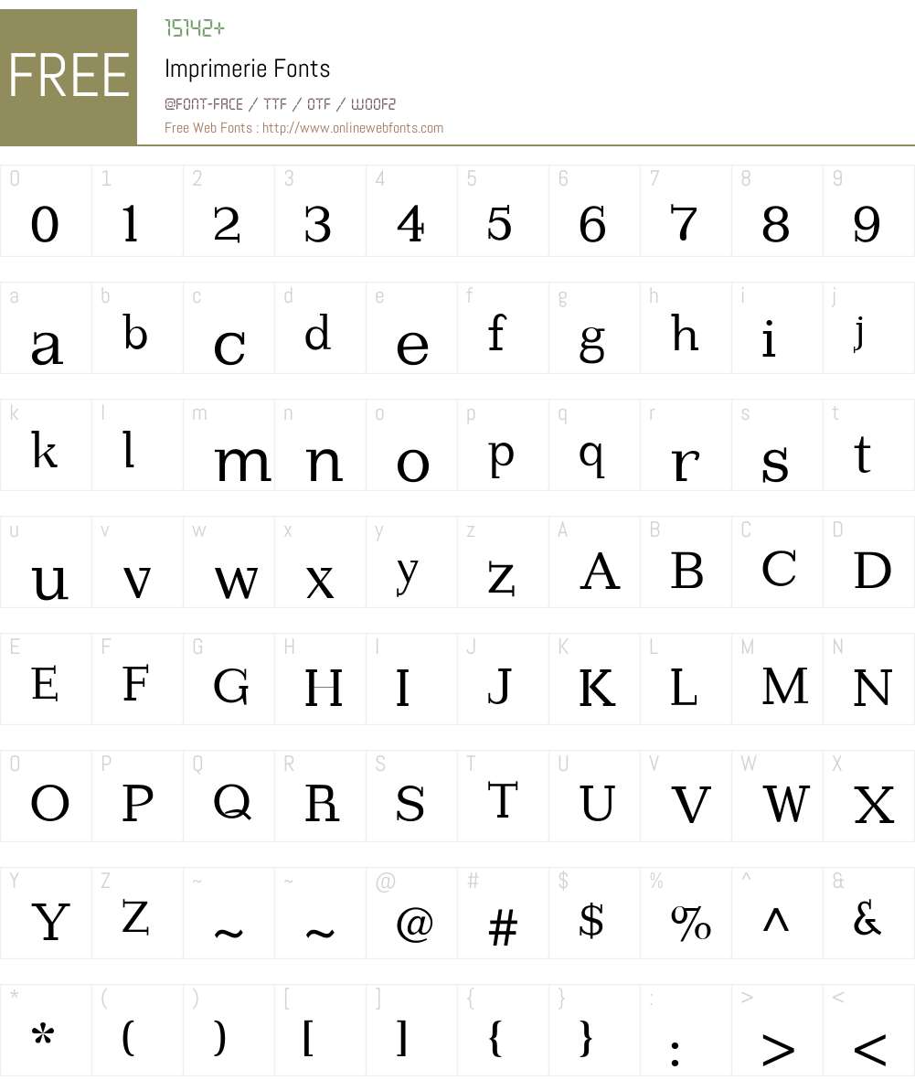 Imprimerie Font Screenshots
