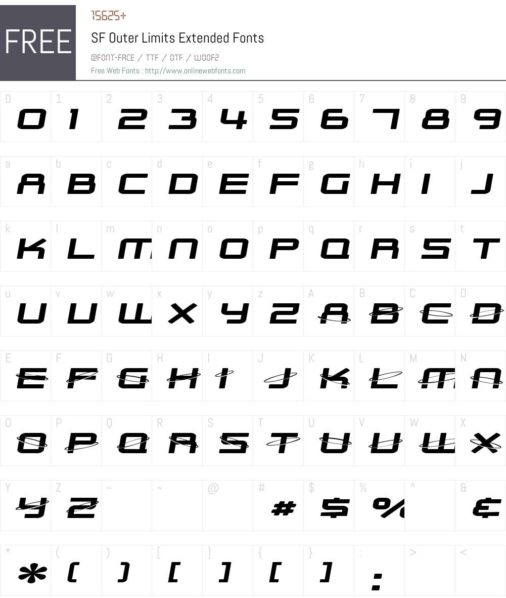 SF Outer Limits Extended Font Screenshots