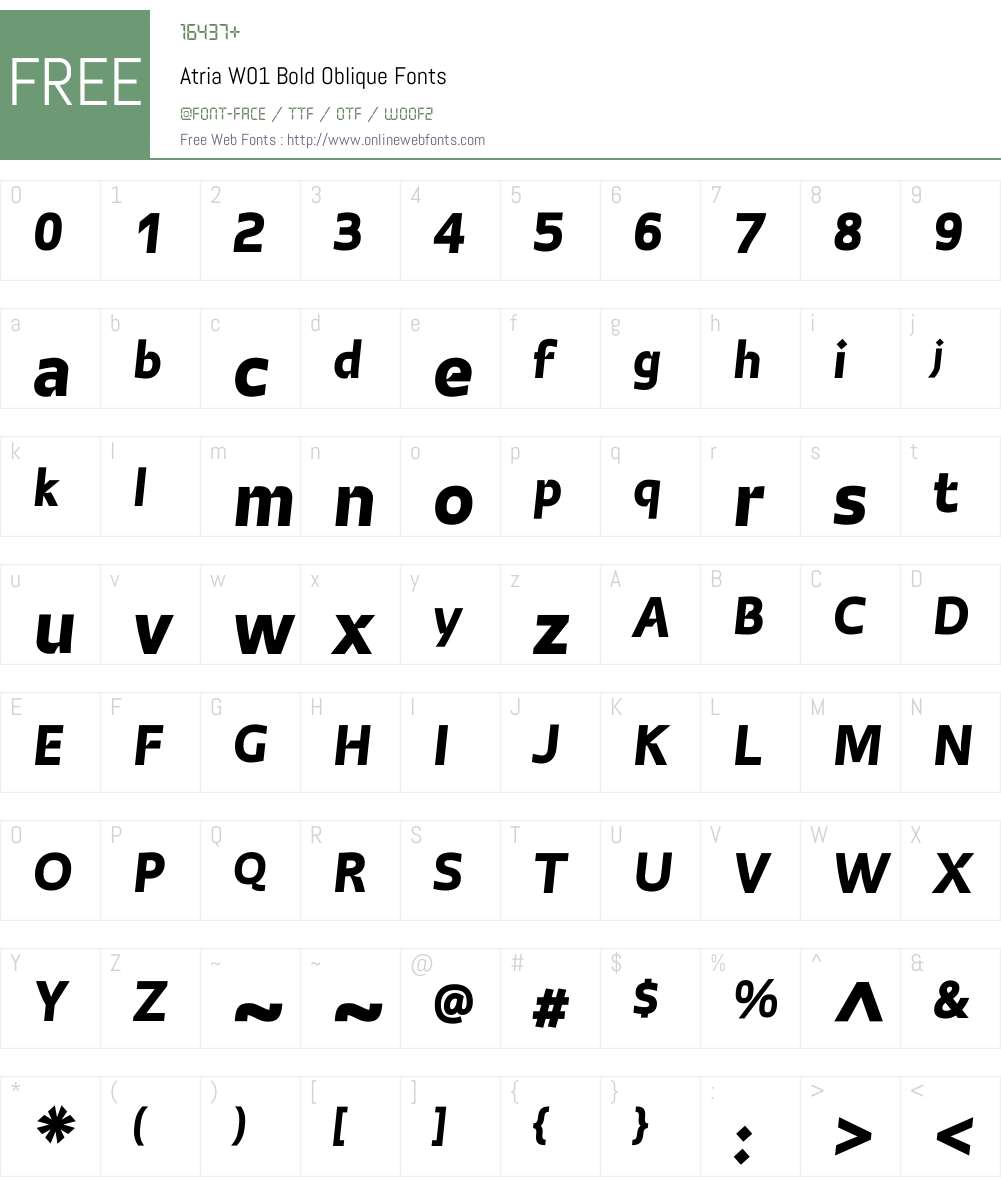 AtriaW01-BoldOblique Font Screenshots