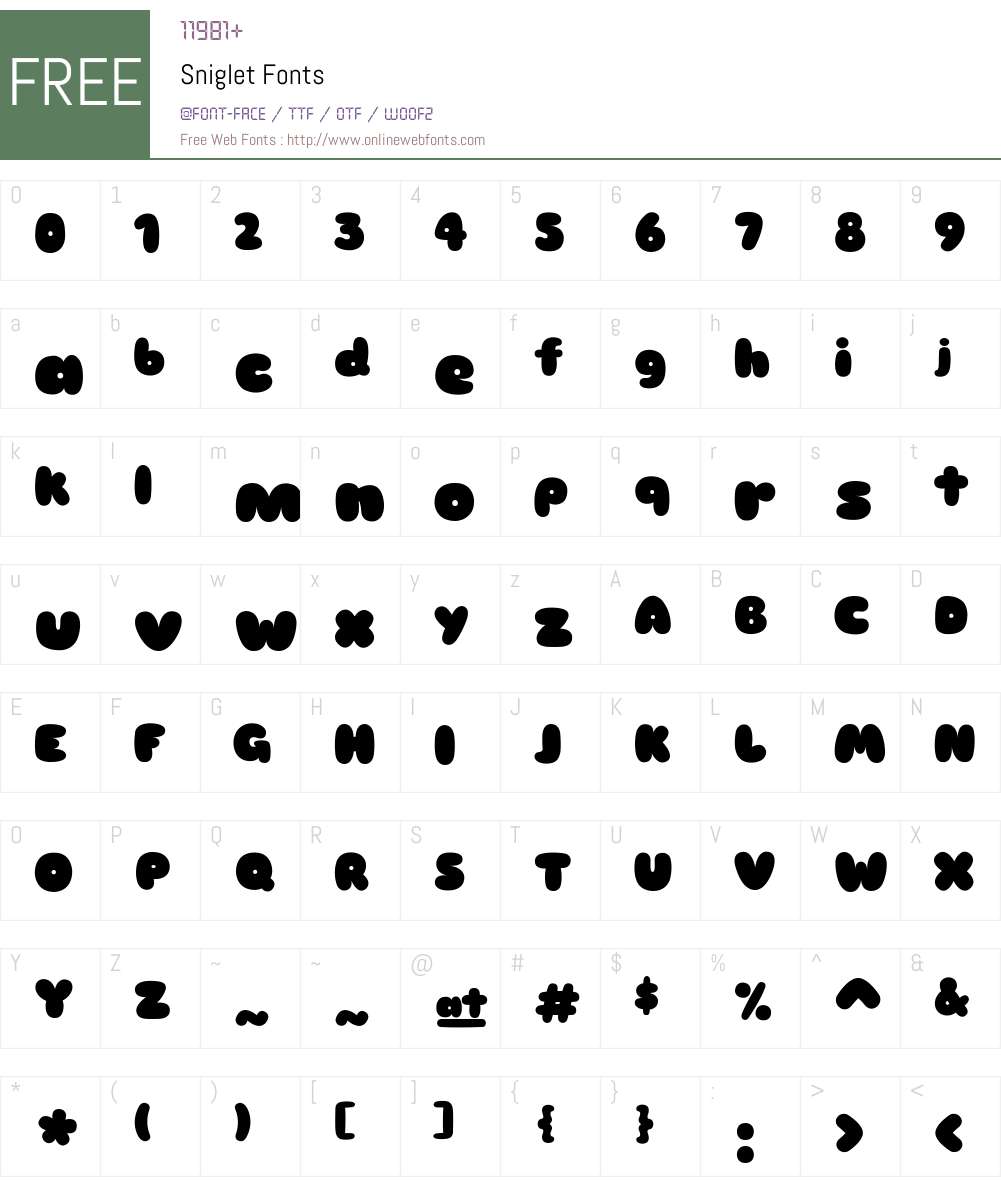 Sniglet Font Screenshots