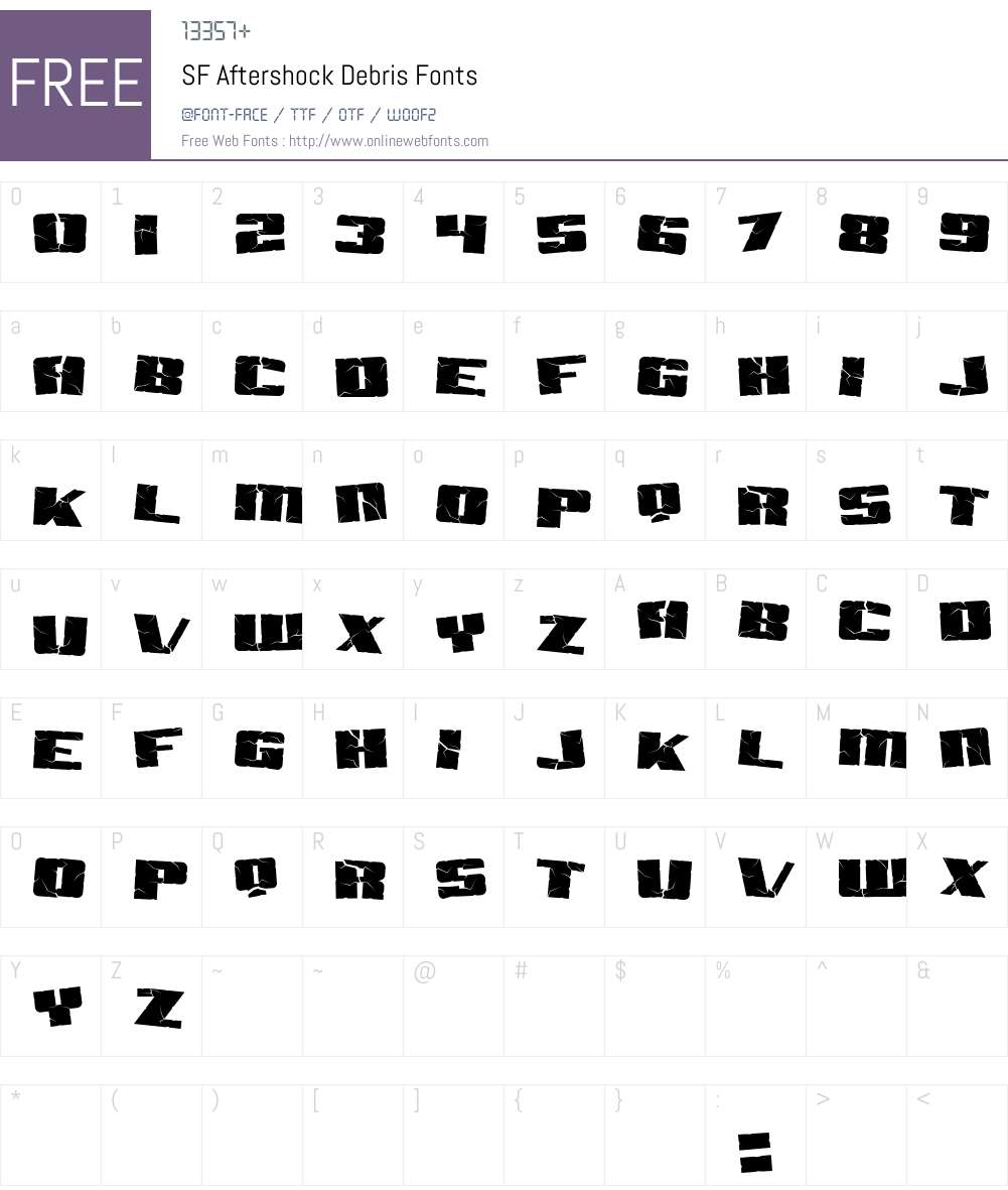 SF Aftershock Debris Font Screenshots
