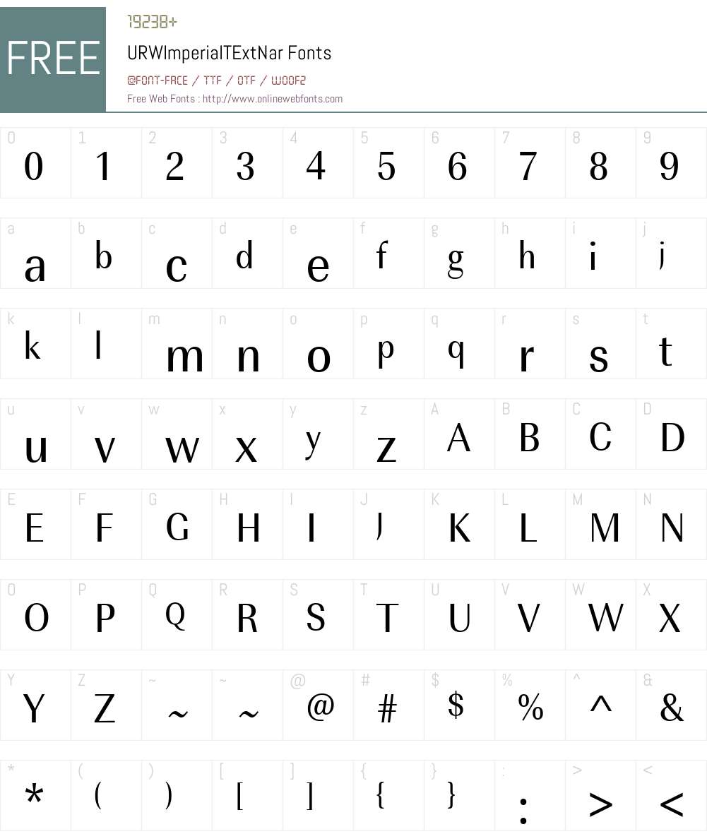 URWImperialTExtNar Font Screenshots