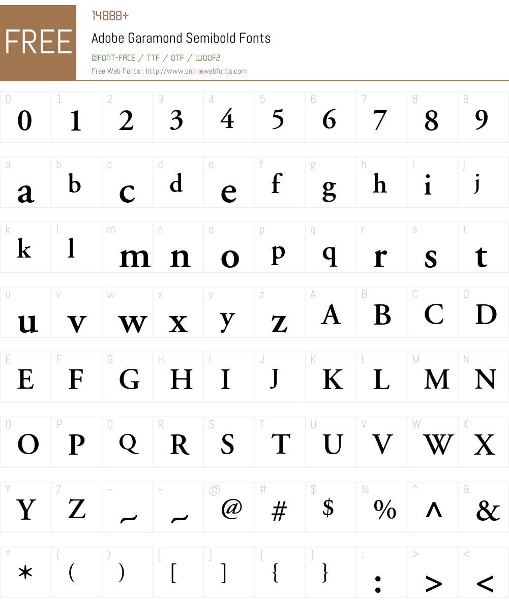 Adobe Garamond Font Screenshots