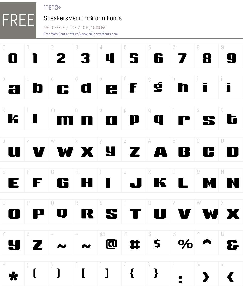 SneakersMediumBiform Font Screenshots