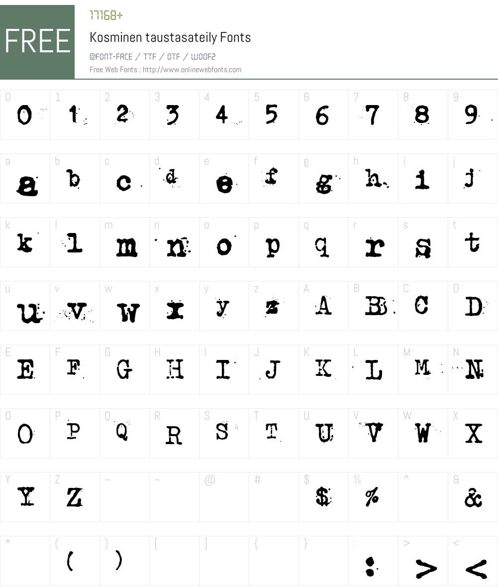 Kosminen taustasateily Font Screenshots
