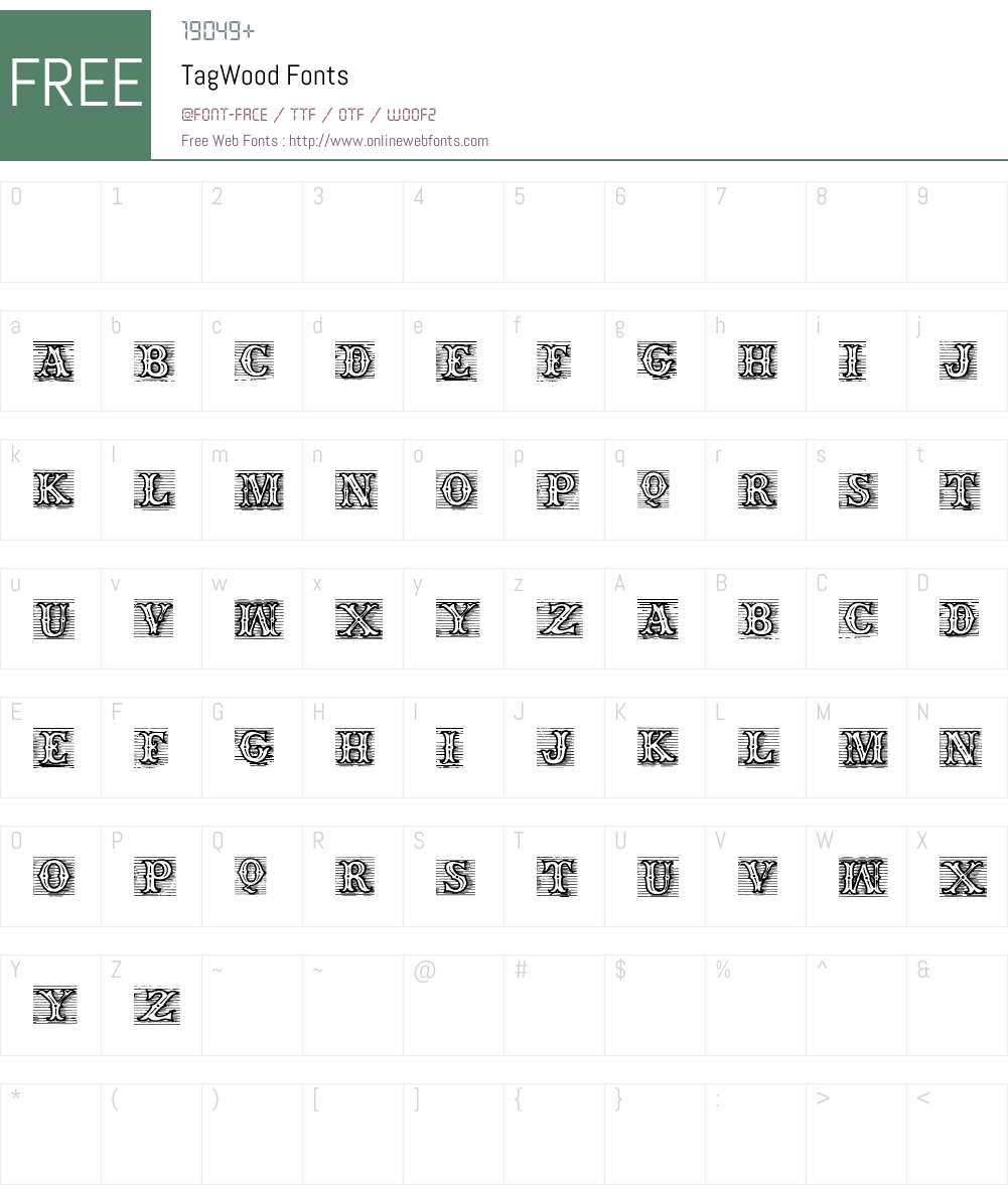 TagWood Font Screenshots