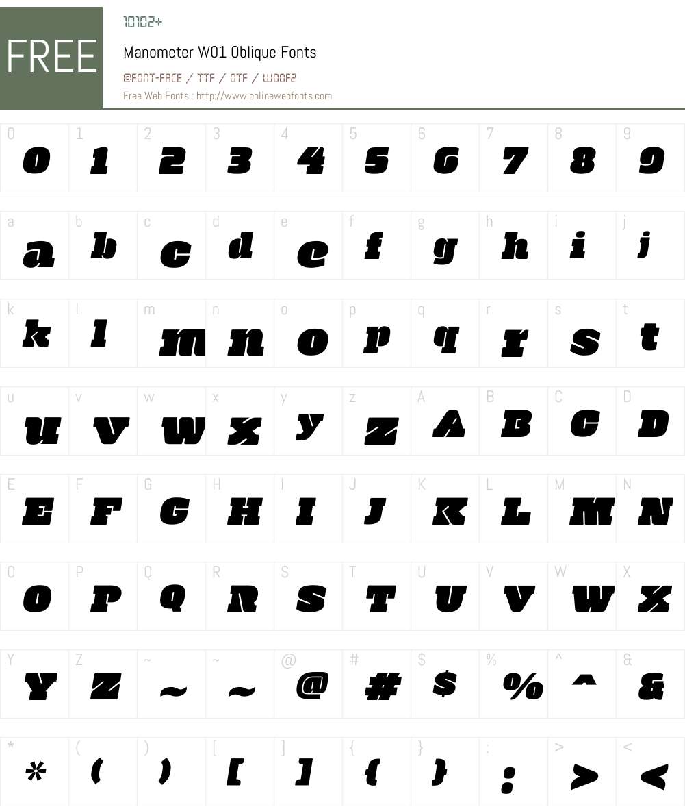 ManometerW01-Oblique Font Screenshots