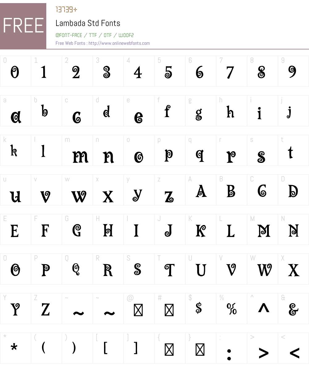 Lambada Std Font Screenshots