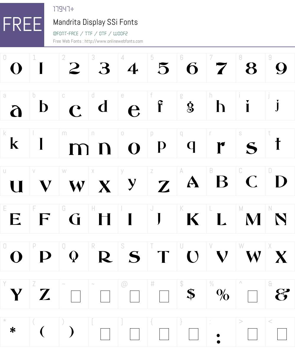 Mandrita Display SSi Font Screenshots