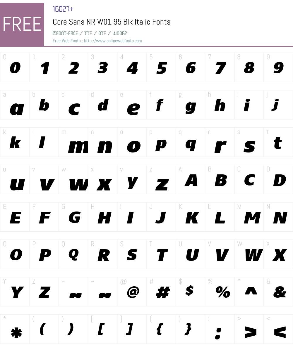 CoreSansNRW01-95BlkItalic Font Screenshots