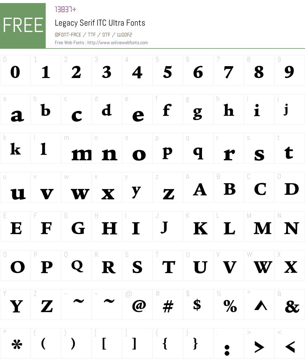 Legacy Serif ITC Font Screenshots