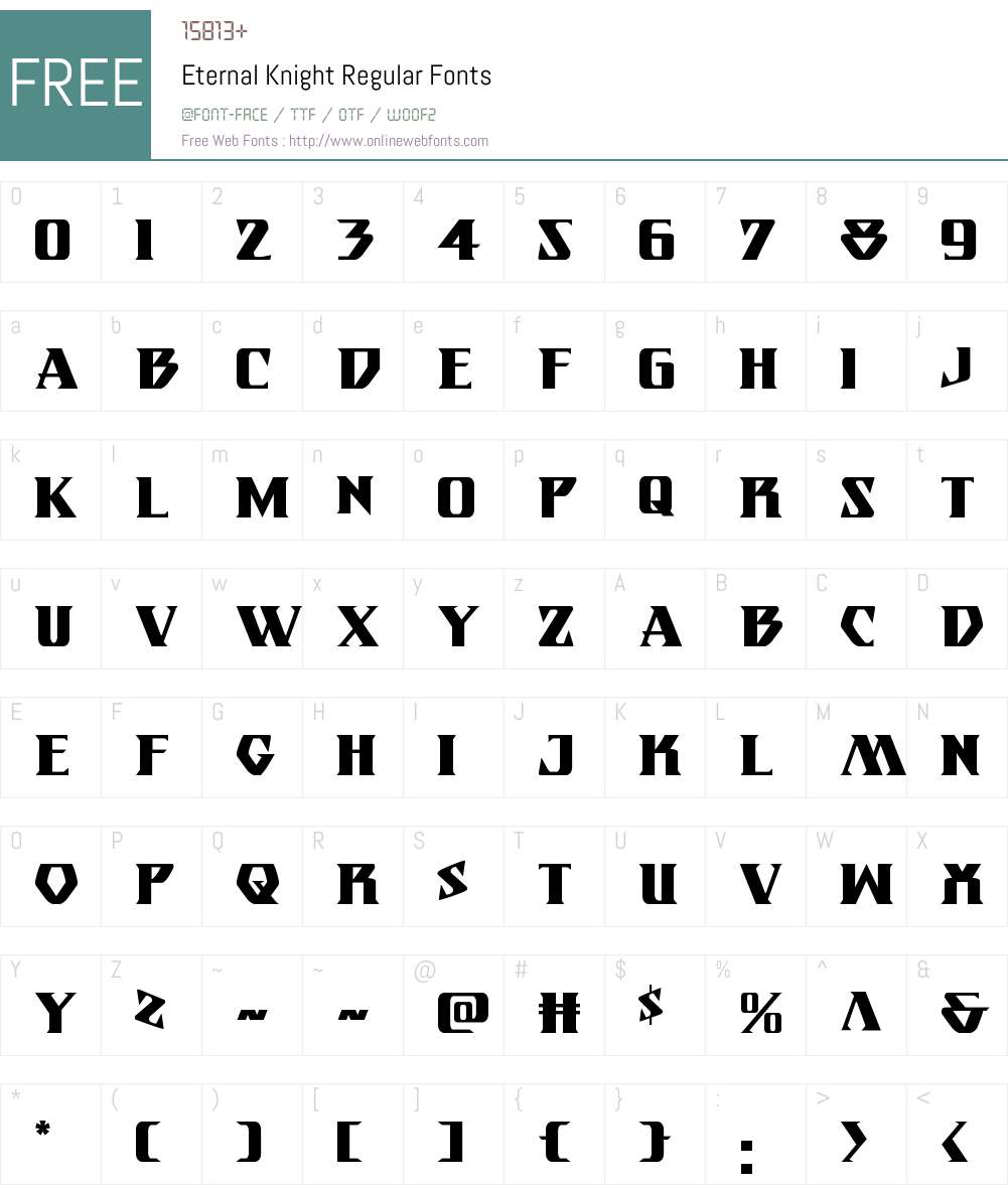 Eternal Knight Font Screenshots