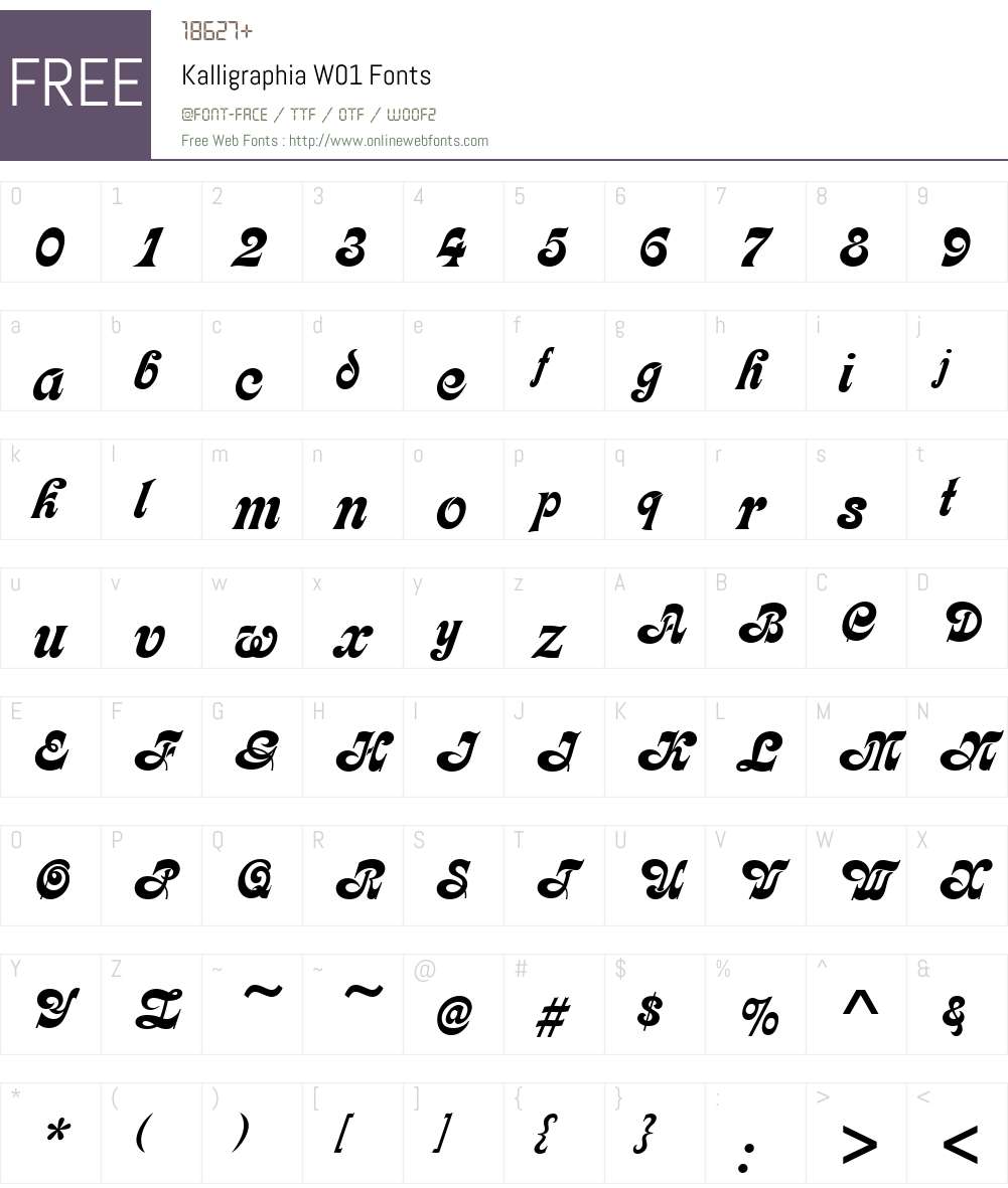 Kalligraphia Font Screenshots