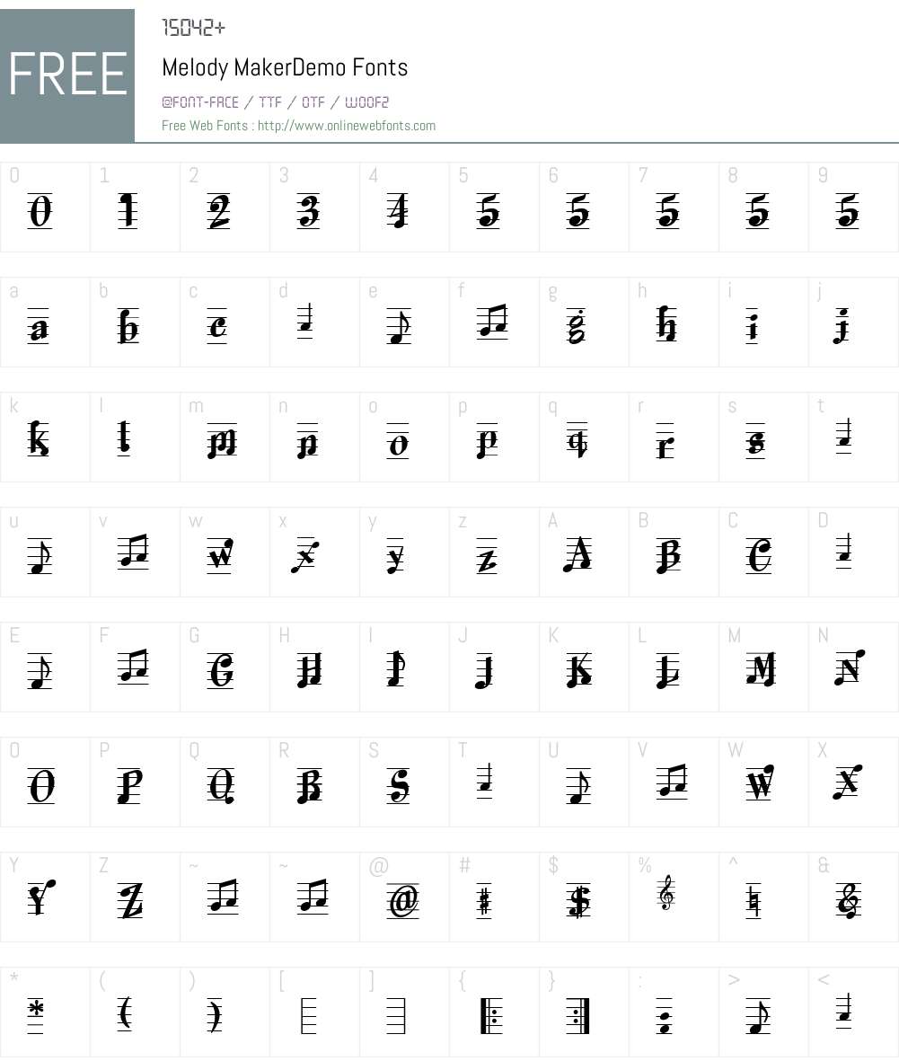 Melody MakerDemo Font Screenshots