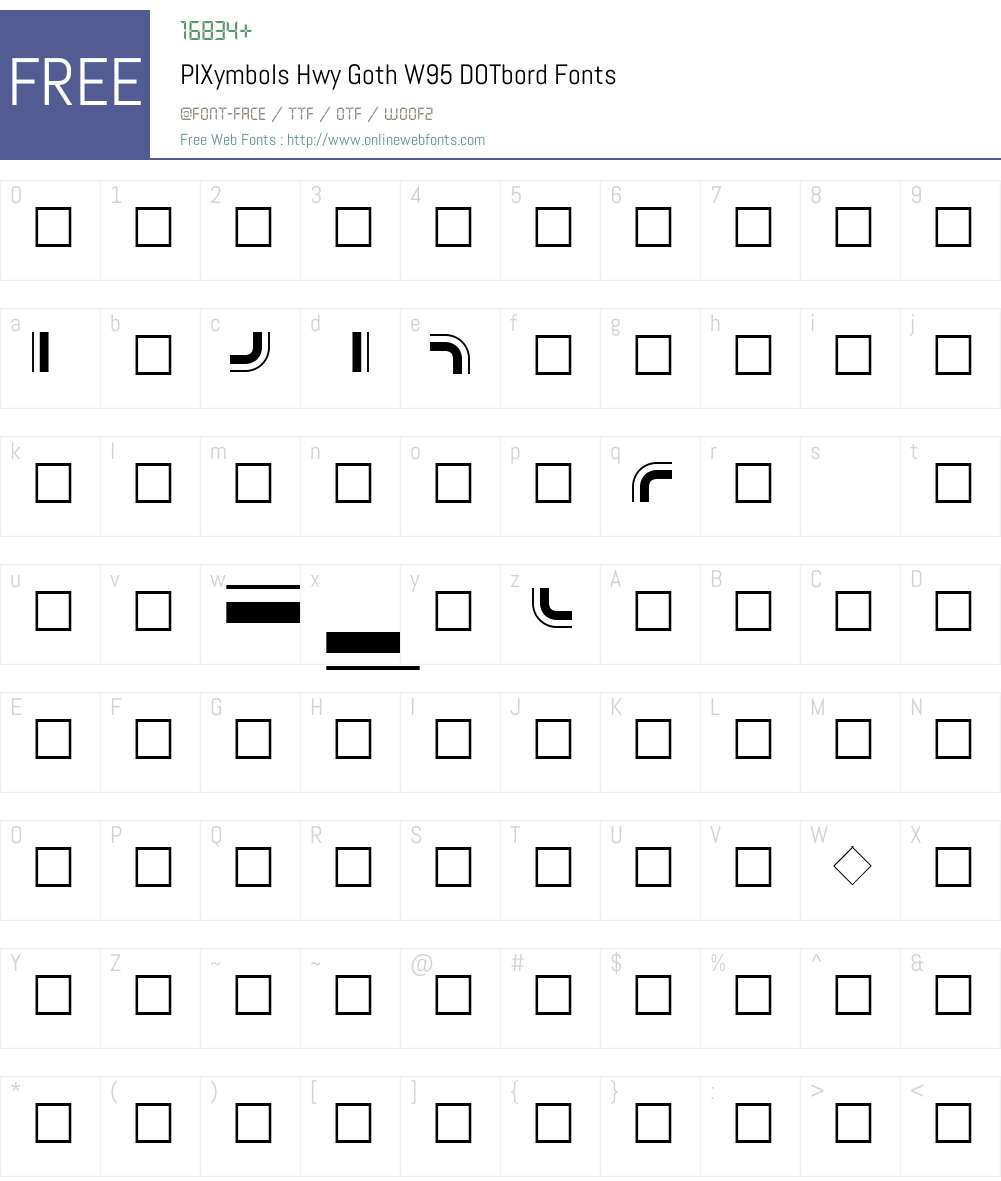 PIXymbolsHwyGothW95-DOTbord Font Screenshots