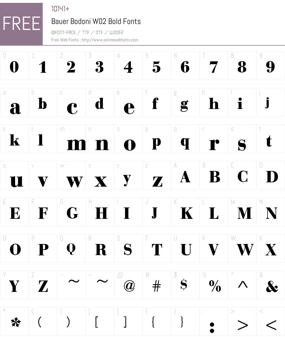Bauer Bodoni Font Screenshots