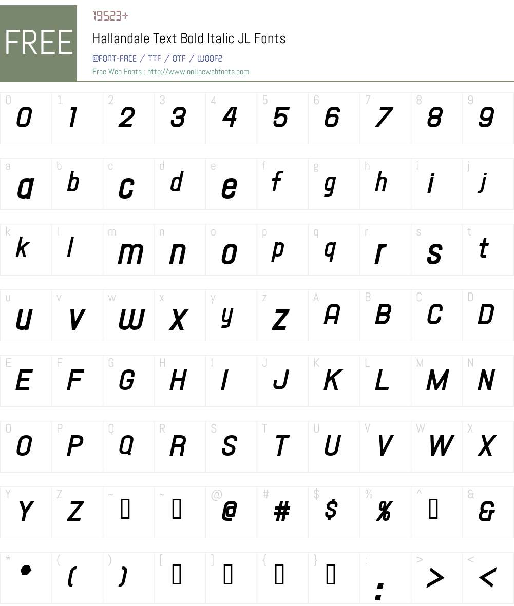 Hallandale Text Bold Italic JL Font Screenshots