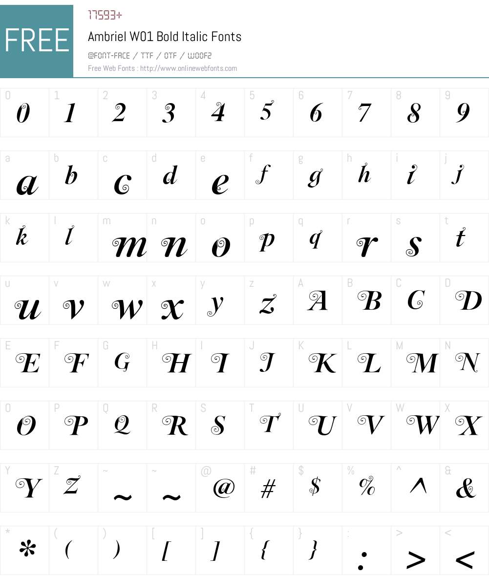AmbrielW01-BoldItalic Font Screenshots
