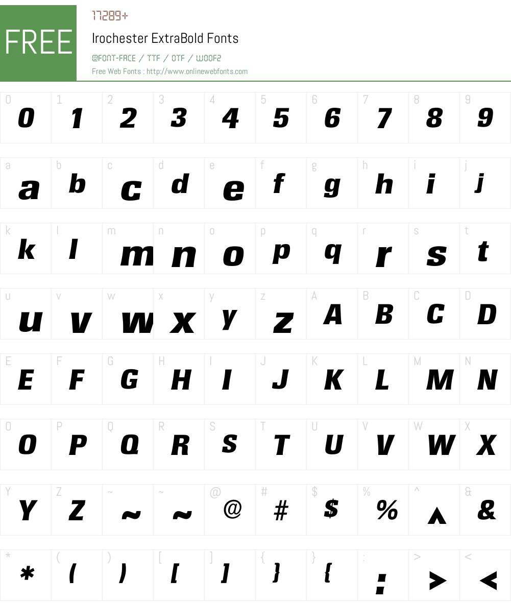 Irochester Font Screenshots